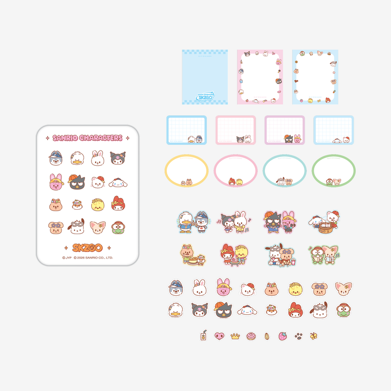 [SKZOO X SANRIO CHARACTERS] TIN CASE STICKY NOTE SET
