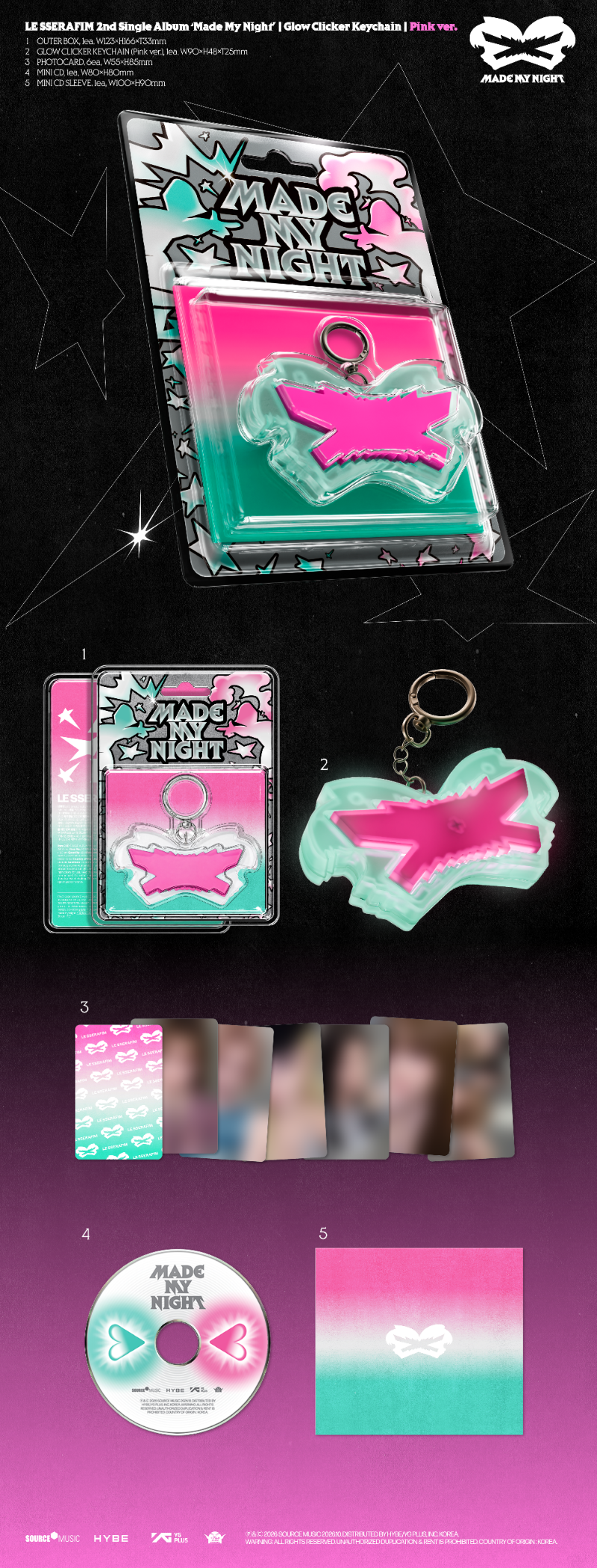 LE SSERAFIM Made My Night - Glow Clicker Keychain