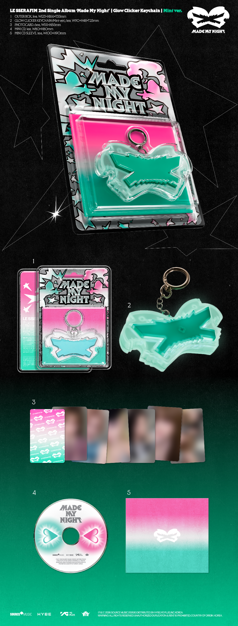 LE SSERAFIM Made My Night - Glow Clicker Keychain