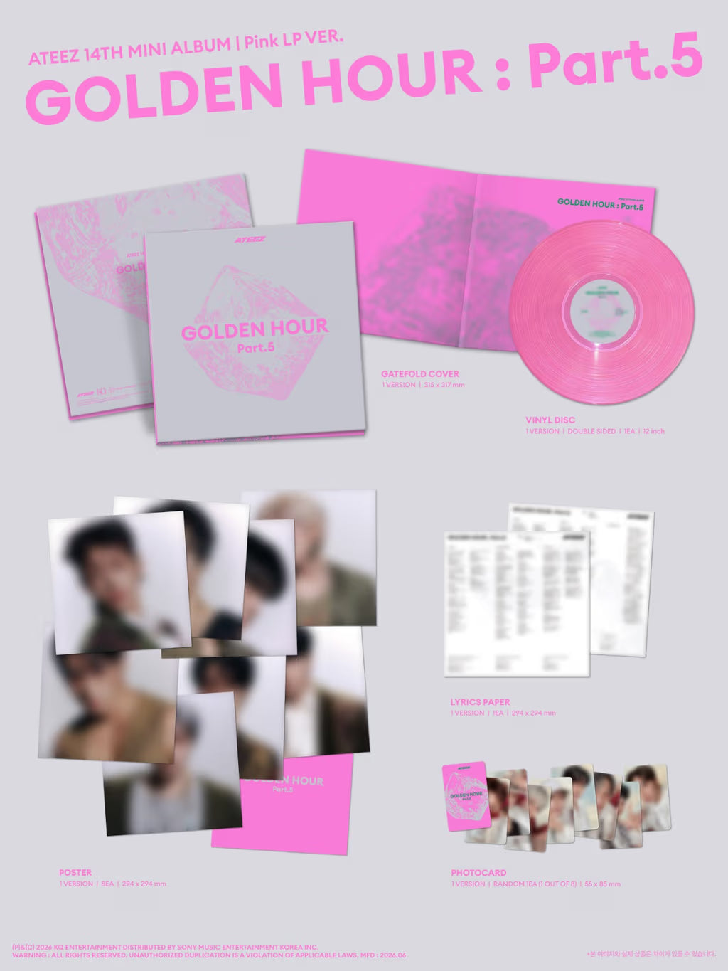 ATEEZ GOLDEN HOUR: Part.5 - Pink LP