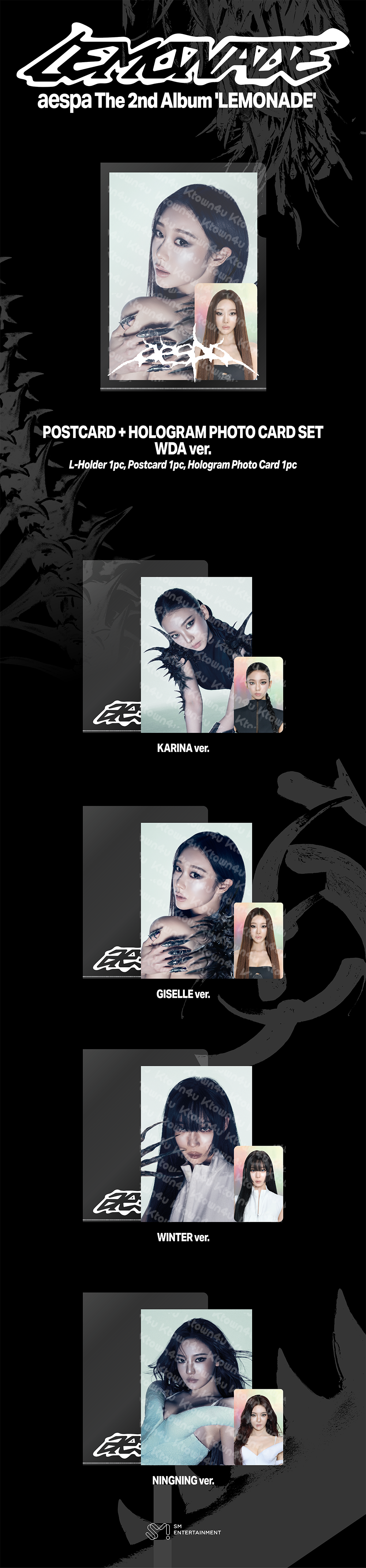 [aespa MAKE IT LEMONADE] POSTCARD + HOLOGRAM PHOTO CARD SET WDA VER